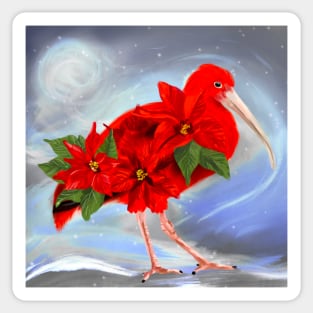 Scarlet Ibis + Poinsettia Sticker